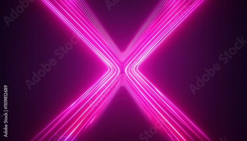 neon pink x sign light glowing bright abstract background
