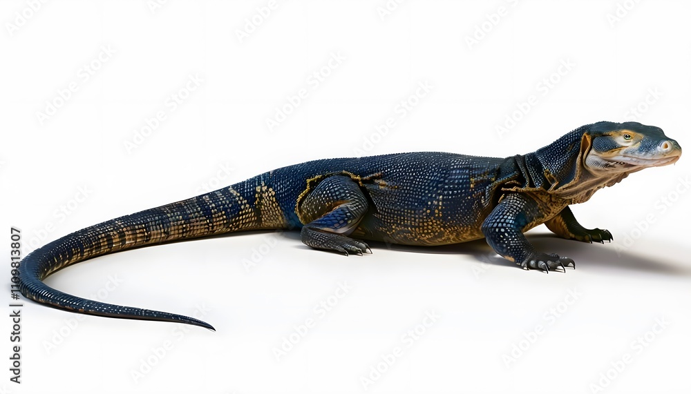 Fototapeta premium Asian Water Monitor on White Background