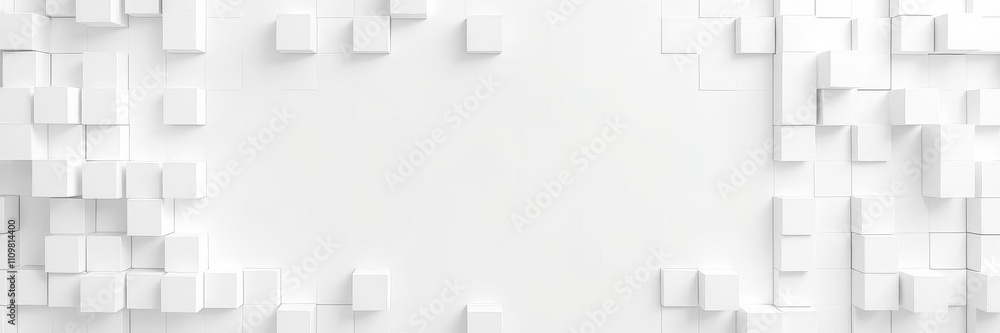 Abstract geometric pattern of random shifted white cube boxes block background with copy space, shift, cubes Abstract geometric pattern of random shifted white cube boxes block background with copy space, shift, cubes