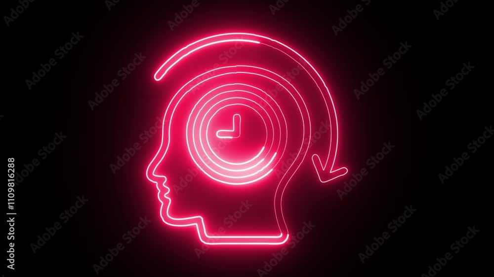 glowing neon memory icon isolated on black background. HD video motion graphic animation glowing neon memory icon isolated on black background. HD video motion graphic animation