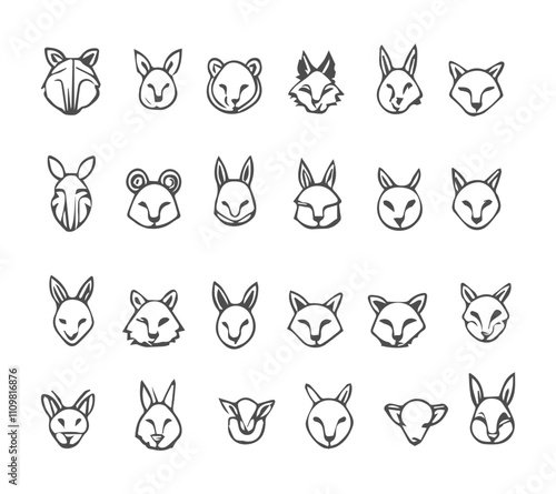 Logo collection Animal line logo set Icon design