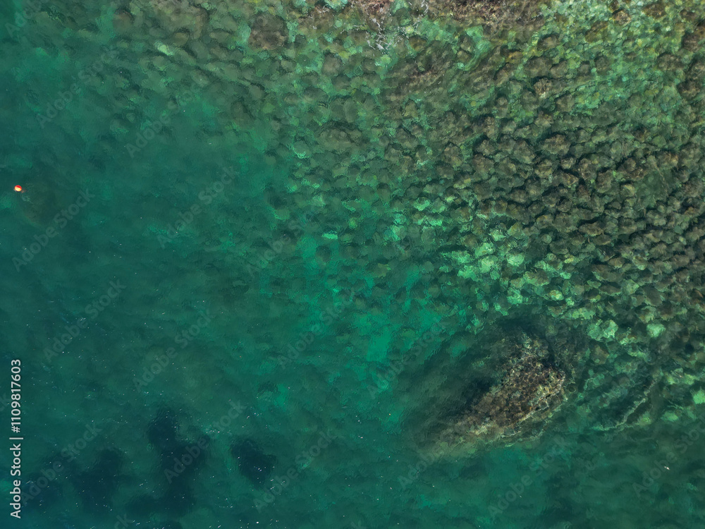 Seabed Through Blue Water - Aerial Drone Shot Seabed Through Blue Water - Aerial Drone Shot