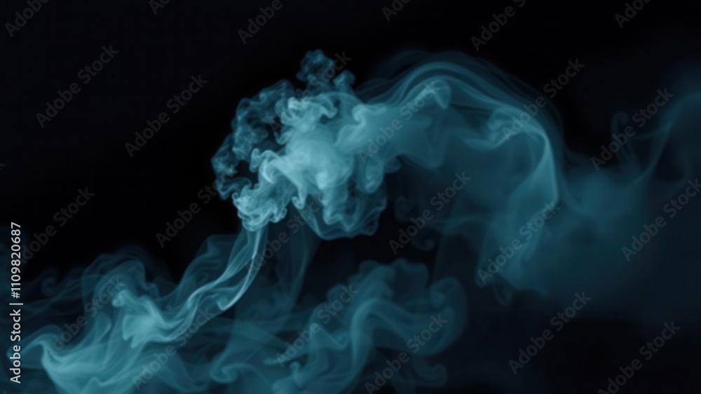 Obraz premium Abstract swirling smoke on a black background, creating a mesmerizing and mysterious effect, atmospheric, magic