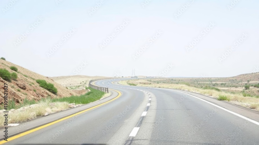 Curving road stretching into the distance on a plain white backdrop, clear, journey, blank Curving road stretching into the distance on a plain white backdrop, clear, journey, blank
