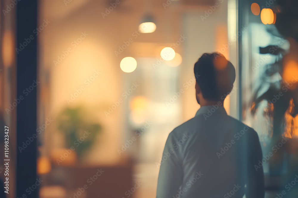 Casual business office environment with blurred people and a soft bokeh background, evoking a relaxed and professional workspace Casual business office environment with blurred people and a soft bokeh background, evoking a relaxed and professional workspace