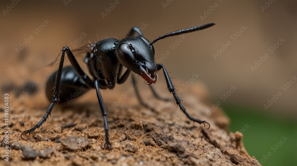 Close-up of a black ant on wood. (3) Close-up of a black ant on wood. (3)