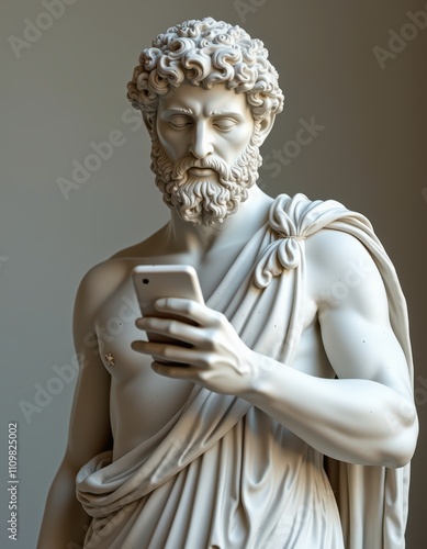 statue with phone