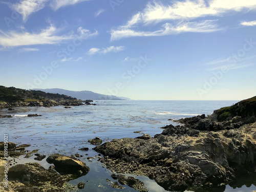 California Coast at sunset with tidepools