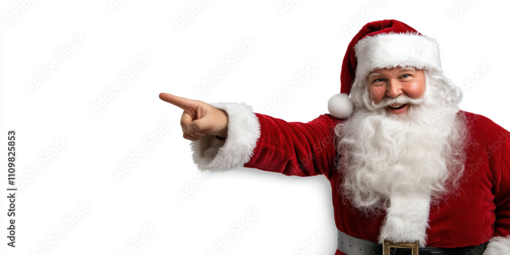 Happy Santa Claus points with his finger Happy Santa Claus points with his finger