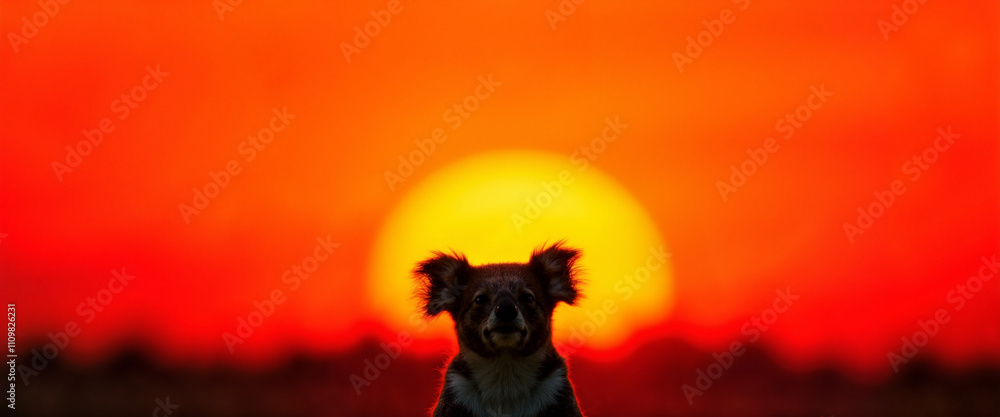 Fototapeta premium Koala silhouette against vibrant sunset sky