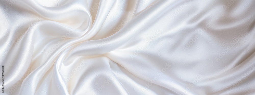 Obraz premium Luxurious white silk fabric with elegant folds and textures