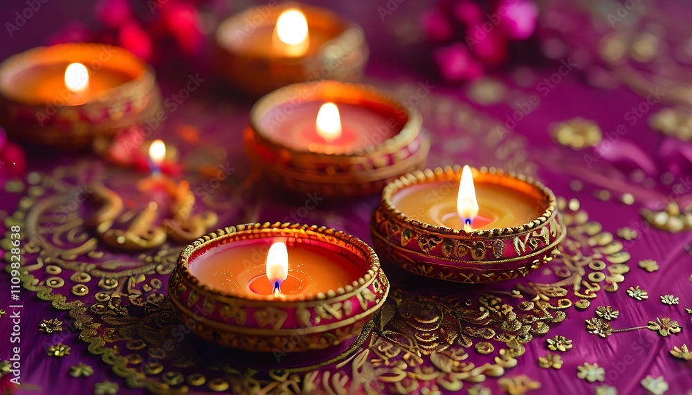 detailed floral designs around diwali candles detailed floral designs around diwali candles