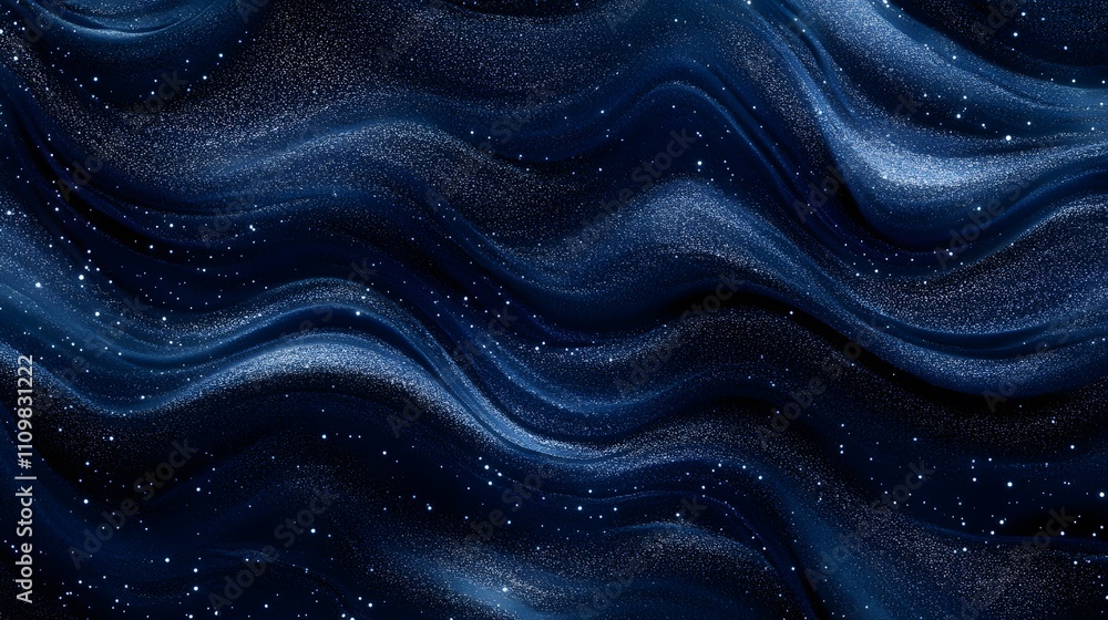 Obraz premium Abstract Dark Blue Glittering Wave Pattern Background