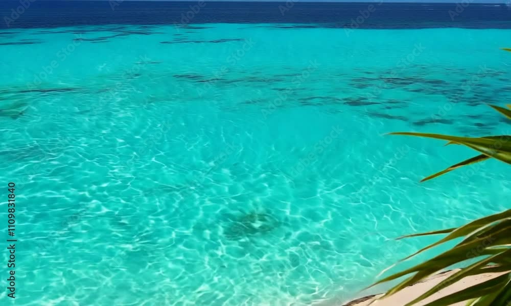 Serenity of Tropical Waters and Lush Green Leaves Under Bright Sunlight Serenity of Tropical Waters and Lush Green Leaves Under Bright Sunlight