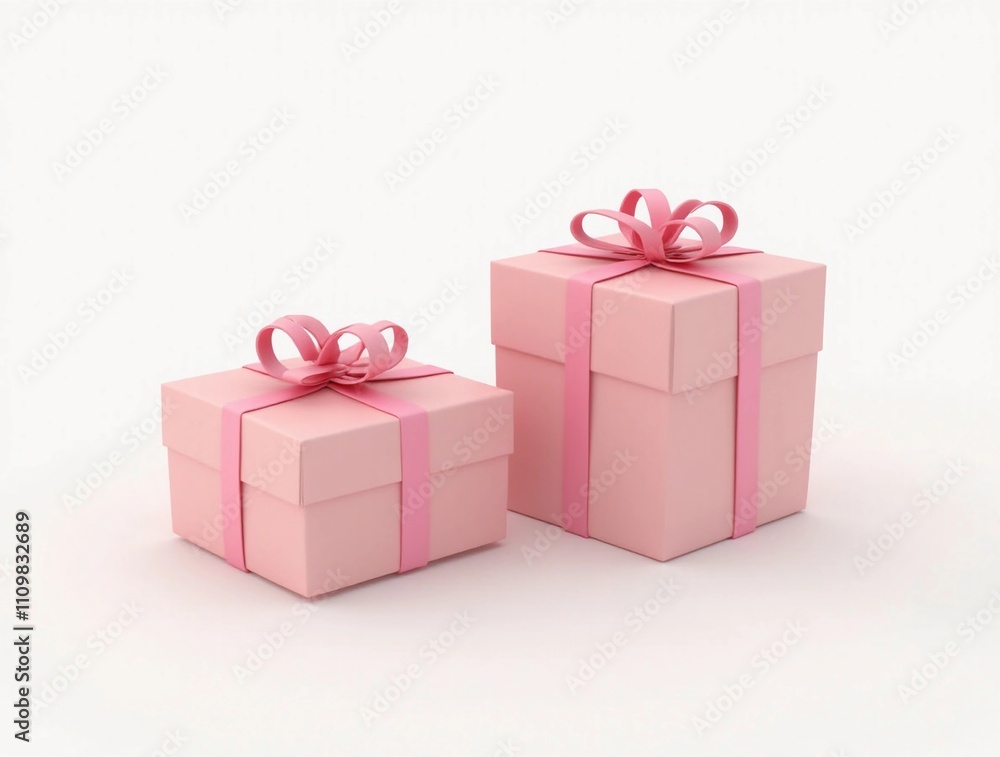 Fototapeta premium pink gift boxes with ribbons on the white background 
