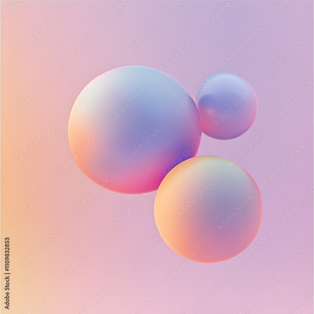 Pastel Spheres Floating In A Soft Pink Background Pastel Spheres Floating In A Soft Pink Background