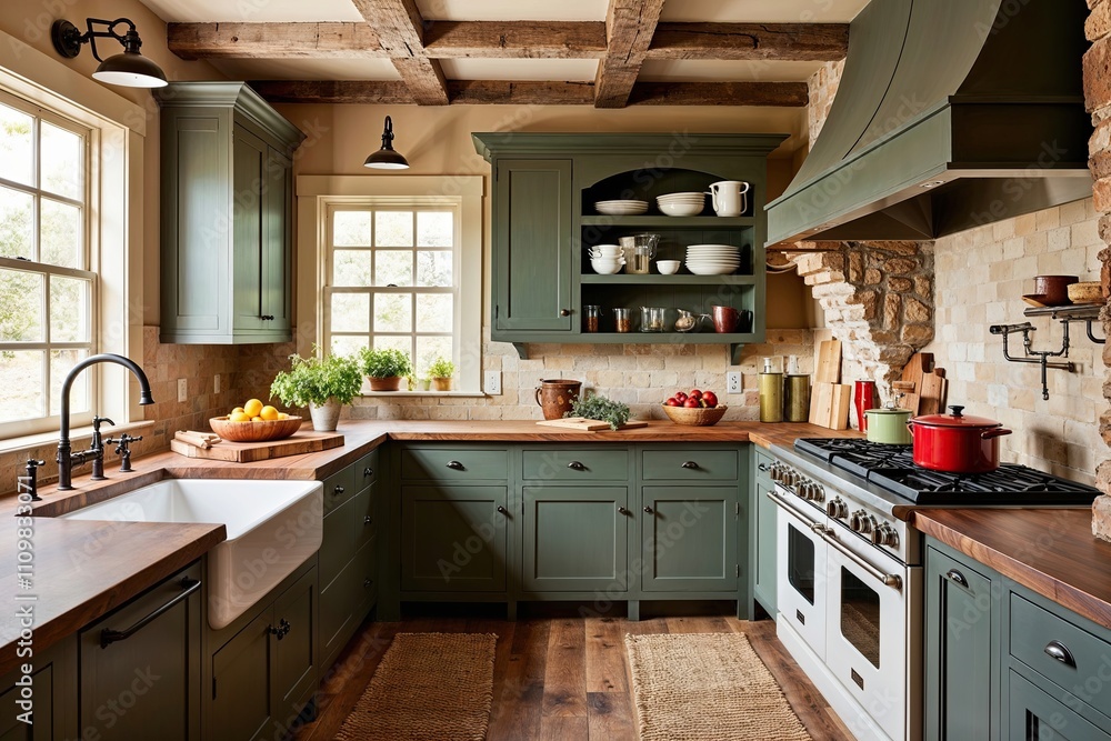 Country Kitchen Environment with Rustic Design Elements and Comfortable Ambiance Country Kitchen Environment with Rustic Design Elements and Comfortable Ambiance