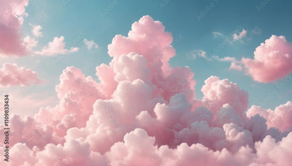 Fantasy sky with sugar cotton pink pastel clouds in a dreamy background Fantasy sky with sugar cotton pink pastel clouds in a dreamy background