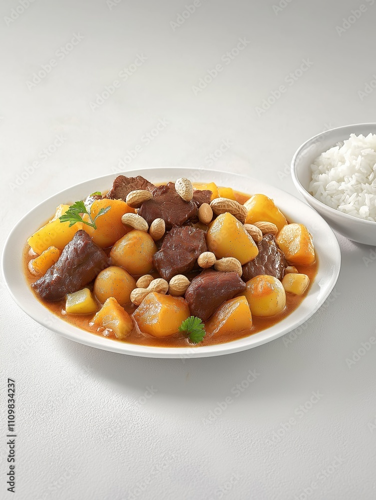 Culinary delight savoring authentic massaman curry in a cozy atmosphere Culinary delight savoring authentic massaman curry in a cozy atmosphere