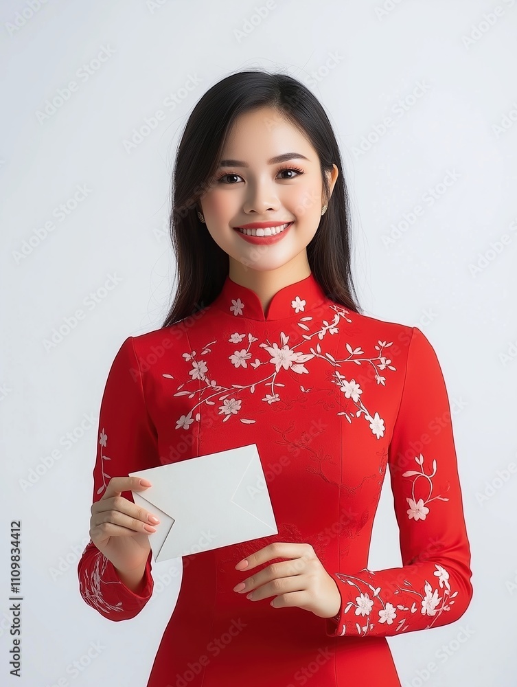 Elegant young asian woman in red accessories urban lifestyle close-up Elegant young asian woman in red accessories urban lifestyle close-up