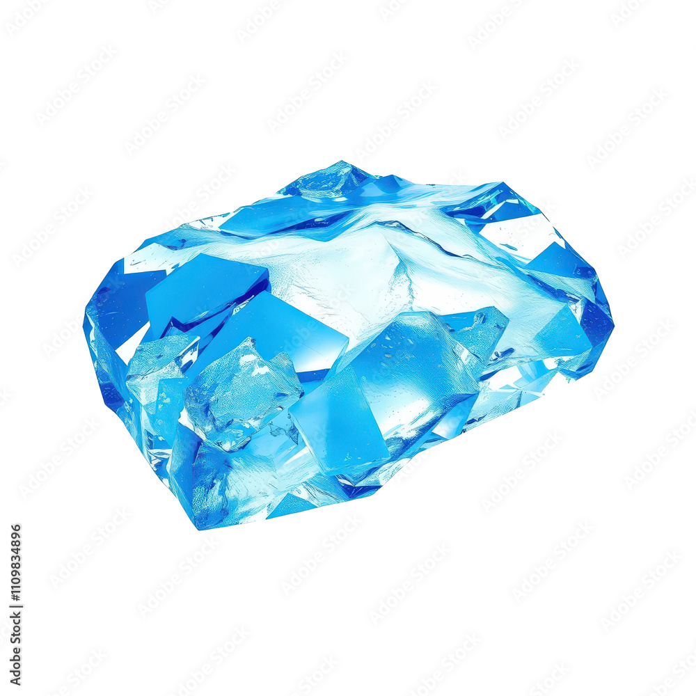 Obraz premium Captured in Stillness A Glimmering Blue Crystal Radiates Serenity Against a Pure Transparent Canvas.