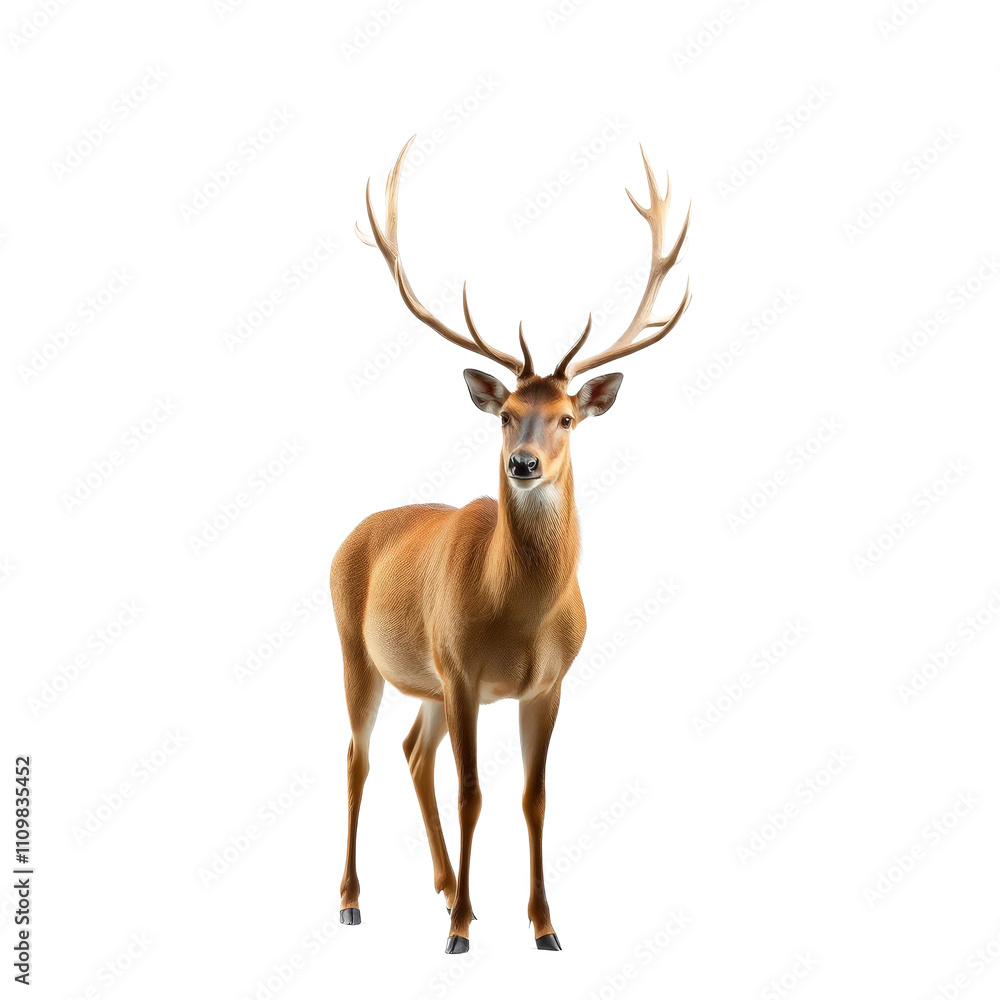 Fototapeta premium Majestic Antlered Silhouette A Regal Deer Stands Proud Against Transparency, Embodying Natures Grace and Strength.