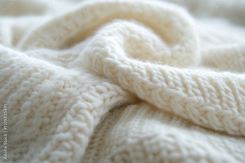 Soft white wool yarn creating cozy and warm texture Soft white wool yarn creating cozy and warm texture