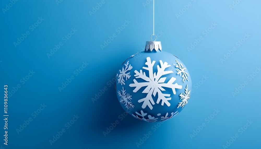 Blue Christmas Ornament Decorated With Snowflakes Blue Christmas Ornament Decorated With Snowflakes
