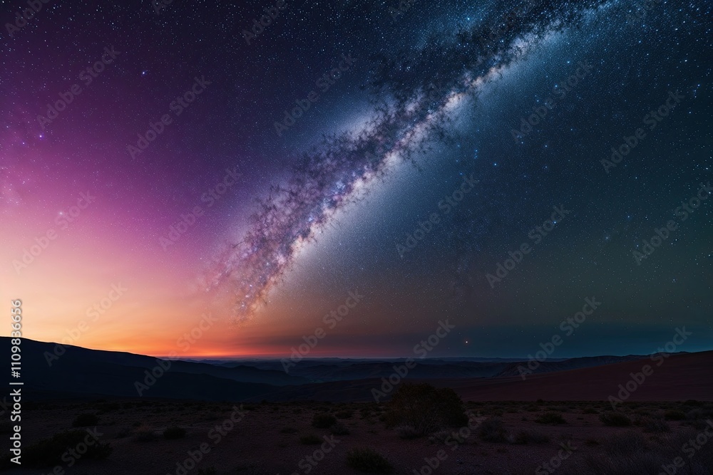Night Sky Landscape with Stellar Color Gradient and Vast Copy Space Night Sky Landscape with Stellar Color Gradient and Vast Copy Space
