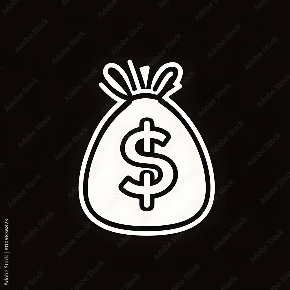 Fototapeta premium Money Bag Icon Representing Financial Wealth