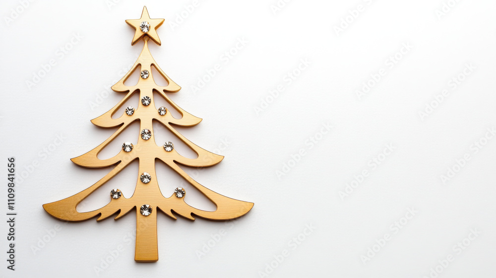Elegant hair clip in shape of minimalist Christmas tree with sparkling gems on white background. design is simple yet festive, perfect for holiday celebrations Elegant hair clip in shape of minimalist Christmas tree with sparkling gems on white background. design is simple yet festive, perfect for holiday celebrations