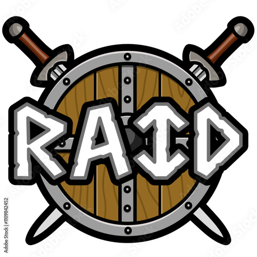 shield and sword cartoon sticker
