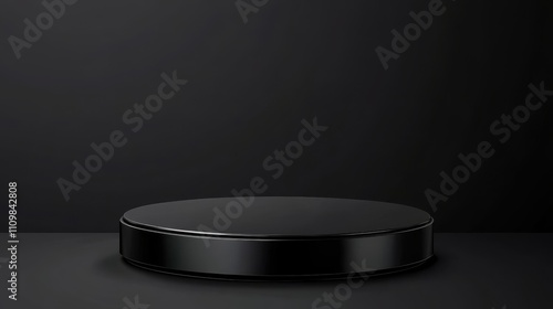 Black Cylindrical Platform On Dark Background