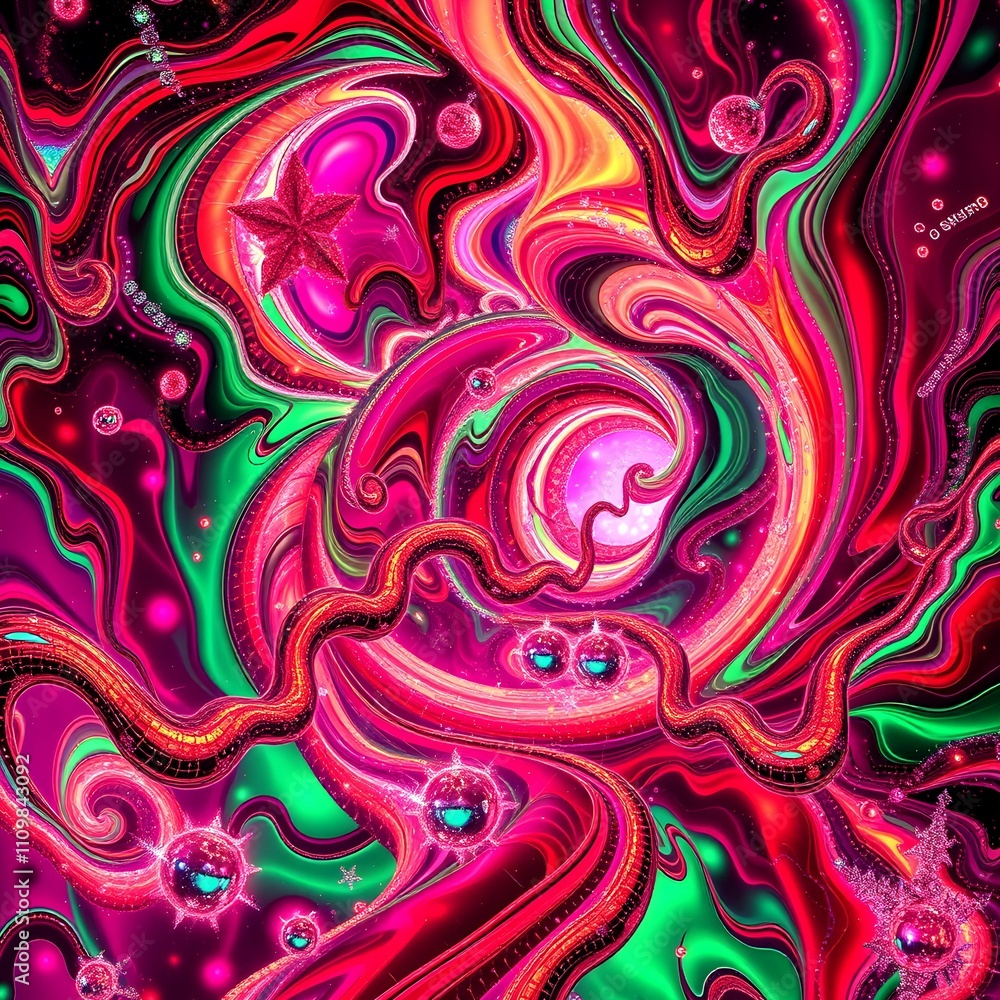 Christmas Psychedelic Pattern - 1 Christmas Psychedelic Pattern - 1