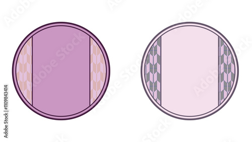 丸の両端に矢絣模様。和柄。２つセット。濃いピンクと薄いピンク。