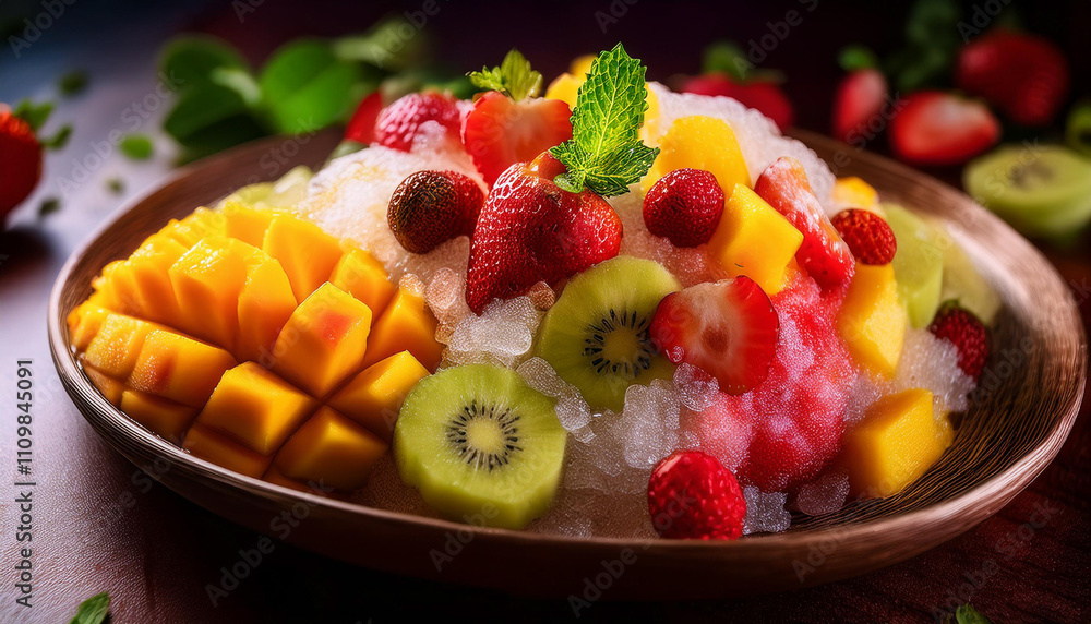 A plate of fruit with a lot of strawberries and kiwi A plate of fruit with a lot of strawberries and kiwi