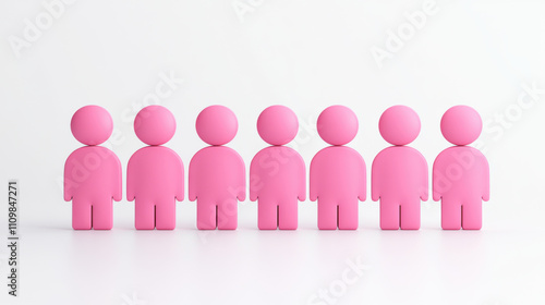 Wallpaper Mural Pink humanoid figures stand in row against white background, creating minimalist and modern visual. simple design and vibrant color evoke sense of unity and creativity Torontodigital.ca