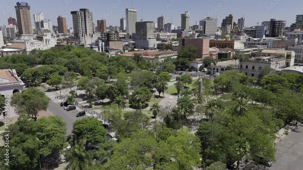 Drone flies over Plaza de Armas in Asuncion, Paraguay Drone flies over Plaza de Armas in Asuncion, Paraguay