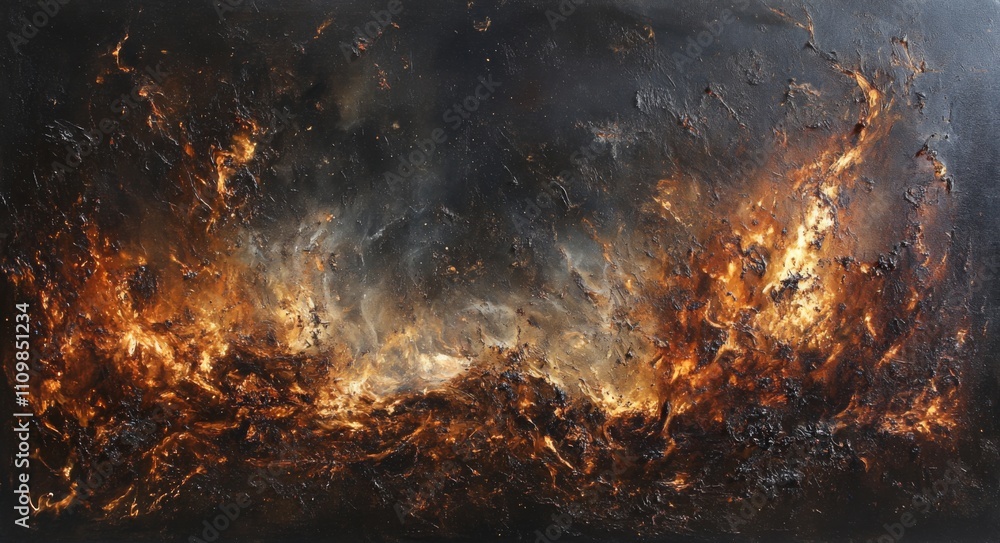 Naklejka premium Burning embers and particles delicately floating on the dark