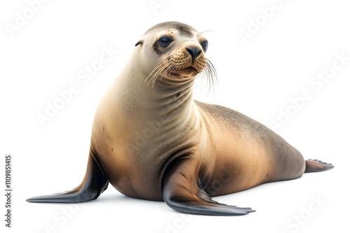 sea lion isolated on white background.
