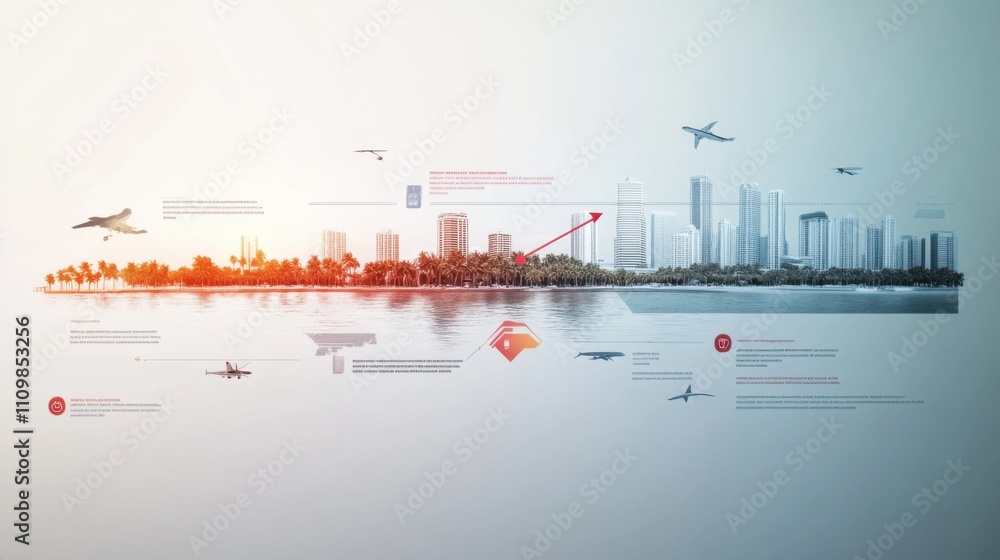 Fototapeta premium Futuristic Cityscape with Drones and Urban Development Elements