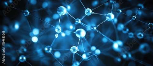 Abstract representation of molecular structures in blue tones.