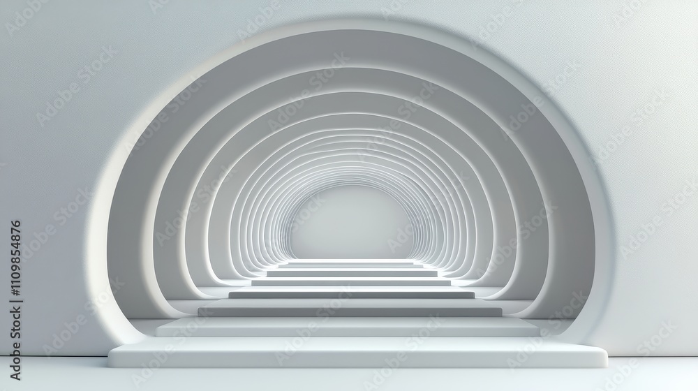 Obraz premium Abstract White Architectural Oval Tunnel Pathway