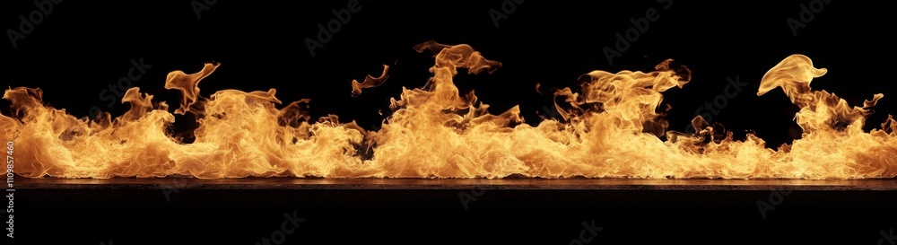 Fototapeta premium Flaming texture with a fiery border isolated on a black background