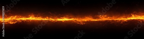 Flaming texture with a fiery border isolated on a black background