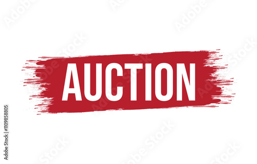 Auction red vector banner illustration isolated on white background