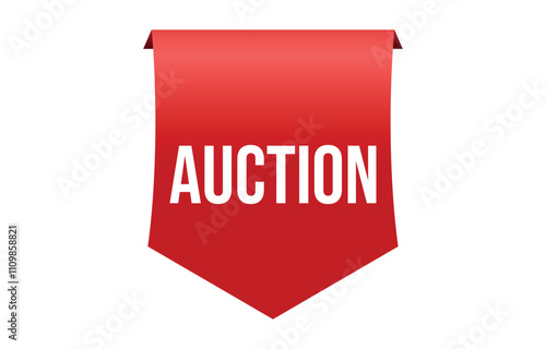 Auction red vector banner illustration isolated on white background