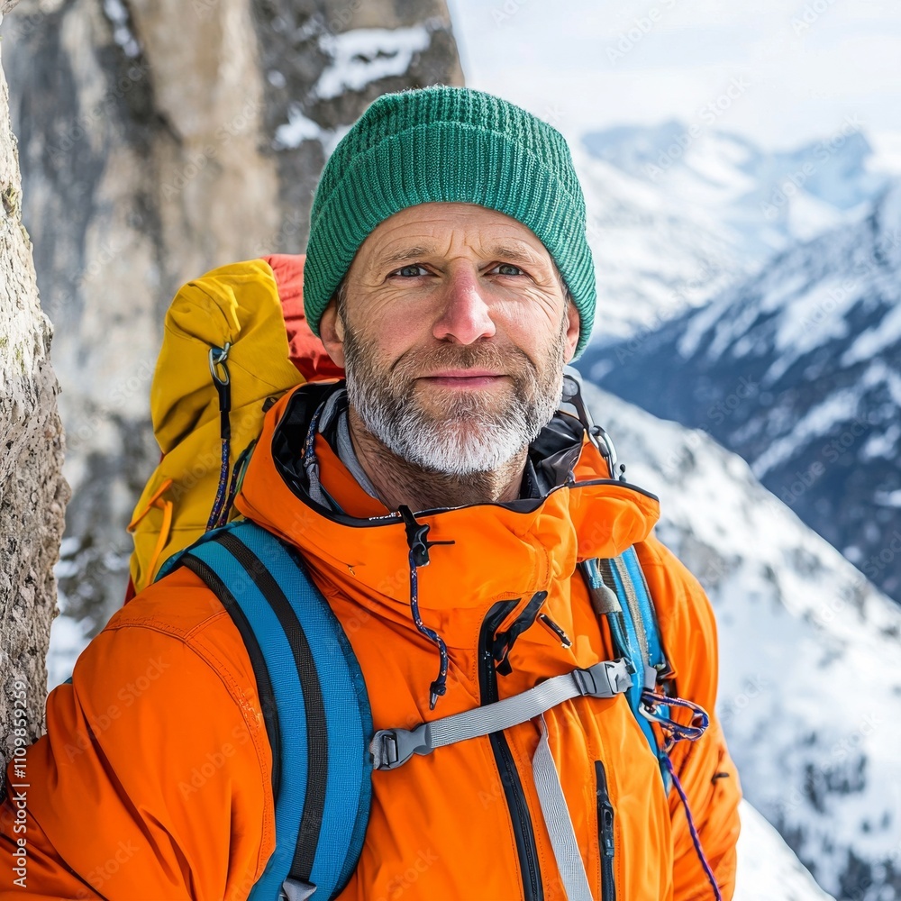 Man in Winter Mountains in Europe Man in Winter Mountains in Europe