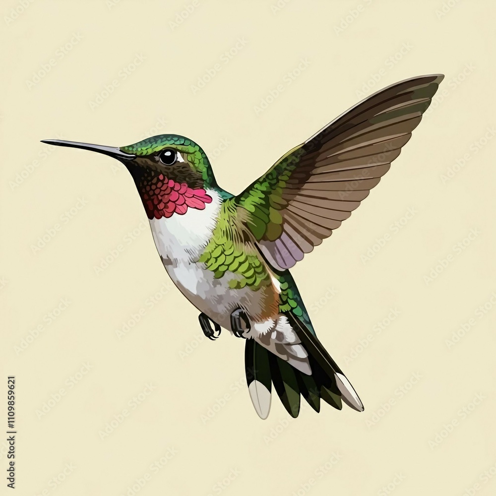 Naklejka premium Hummingbird isolated on light background