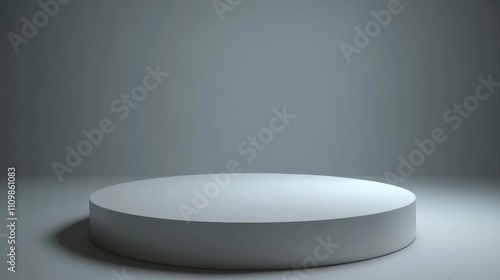 A Single White Cylindrical Pedestal Against A Gray Background